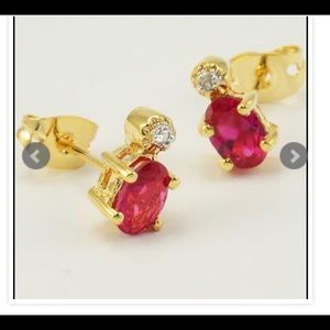Ruby diamond and gold earrings